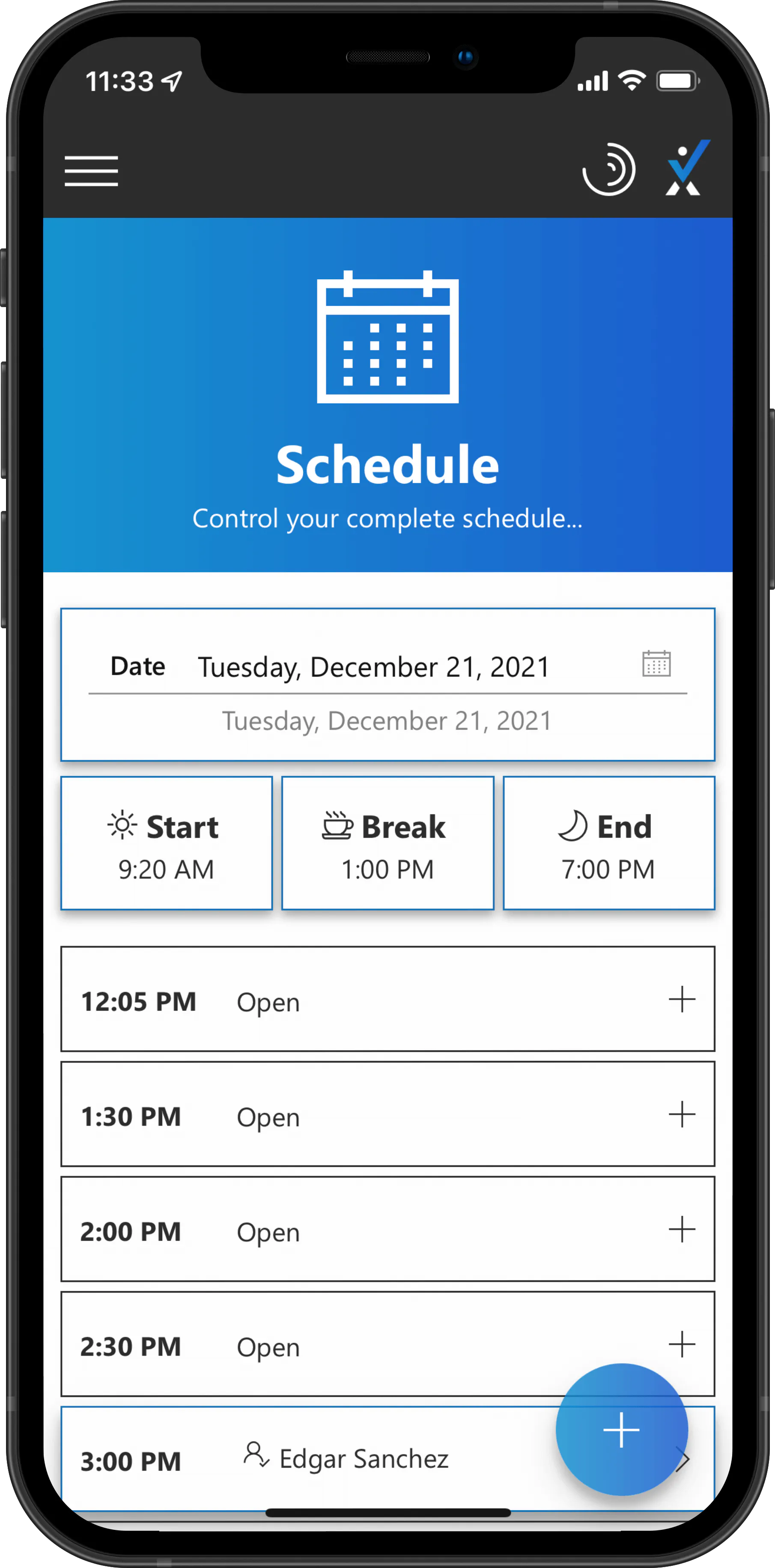imNext scheduling app screenshot