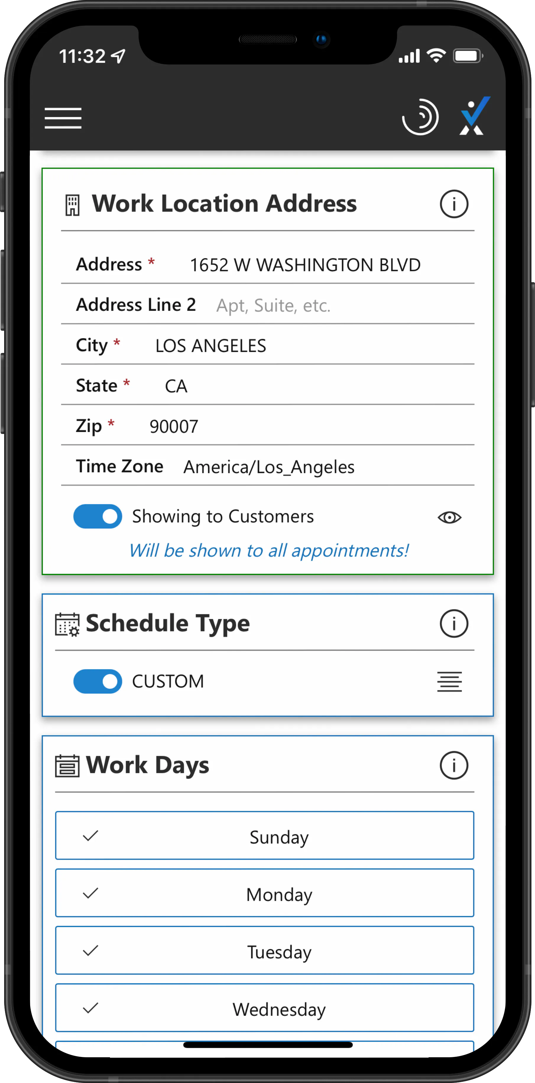 imNext scheduling app screenshot